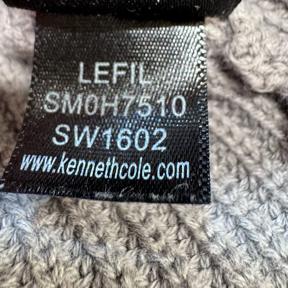 Kenneth Cole New York Gray Zip-Up Ribbed knit Sweater Fisherman Grandpa Core